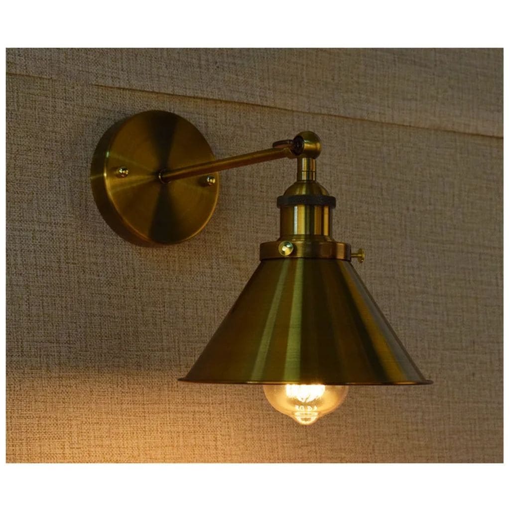 Luz de parede vintage industrial dourada