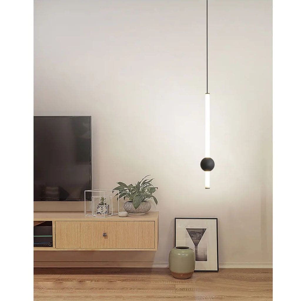 Lâmpada de suspensão preta led nórdica