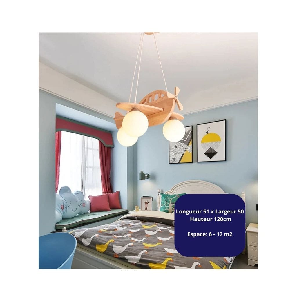 Lustre de aeronave de madeira para crianças