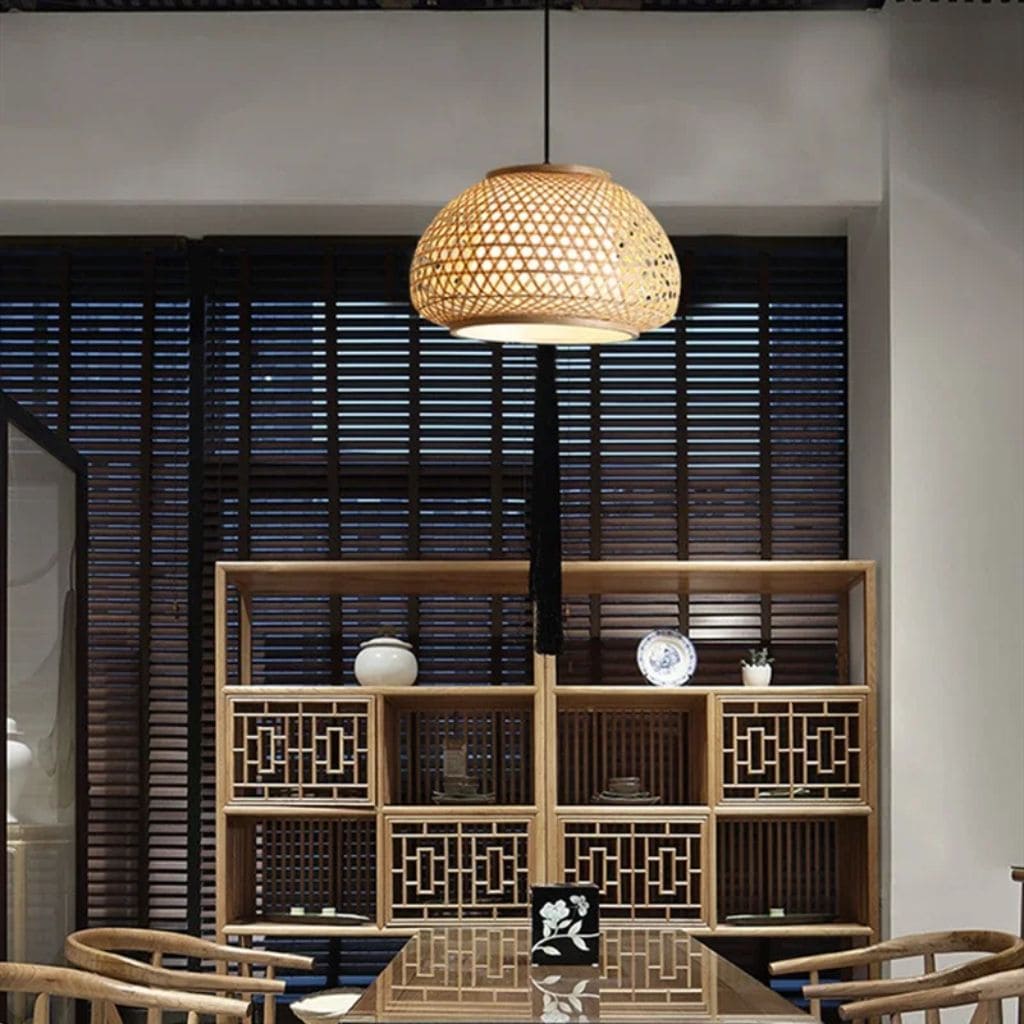 Lustre de bambu tecidos à mão
